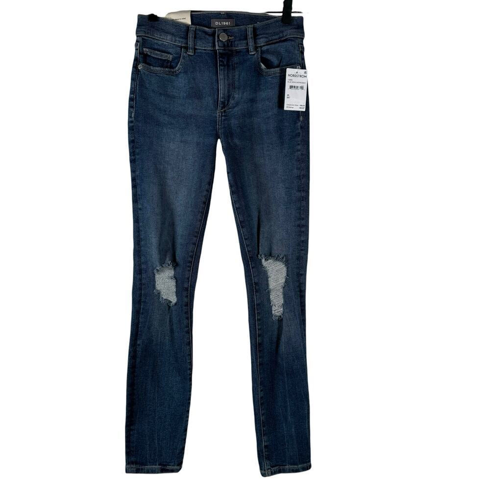 NEW DL1961 Womens Florence Skinny Distressed Jeans Mid Rise Instasculpt Ankle 25